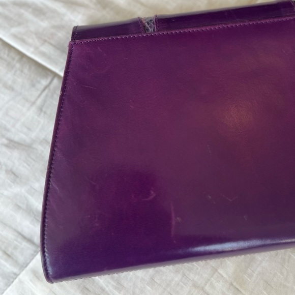 Vintage 80s Genuine Leather Snakeskin Crossbody Clutch Bag OS Purple Multi - Picture 14 of 16